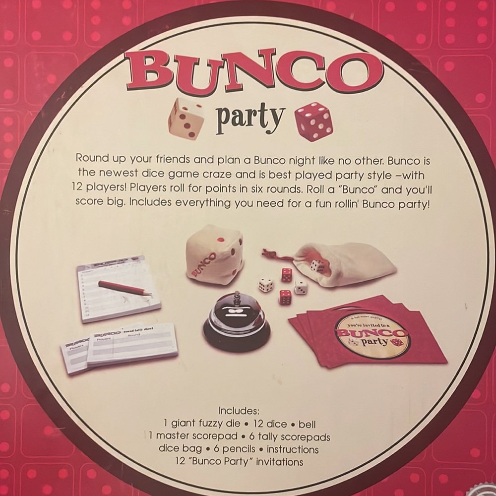 NWOT BUNCO PARTY GAME FOR UP TO TWELVE PLAYERS DELUXE VERSION WITH INVITATIONS